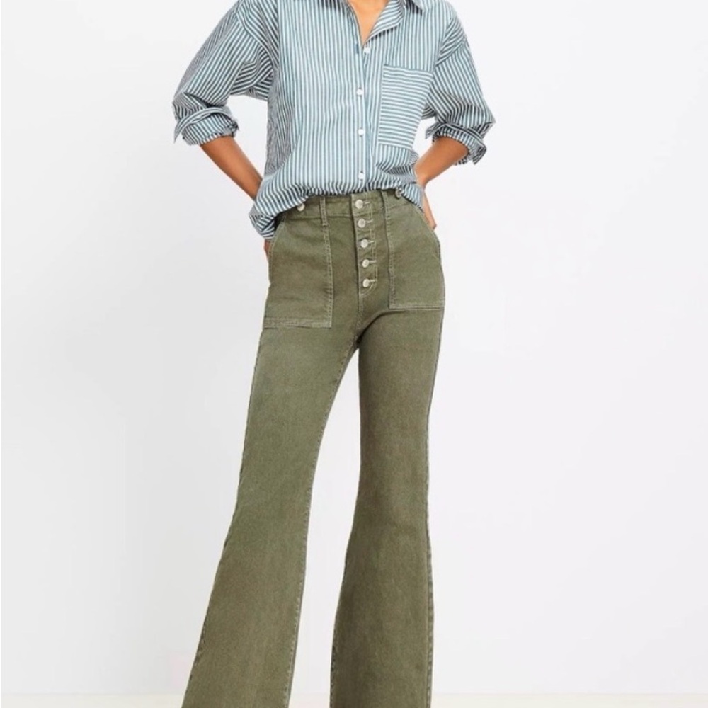 LOFT Olive Slim Flare Jeans
